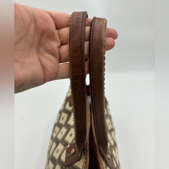 LIZ CLAIBORNE Linen Cotton Leather Trim Handbag - Picture 8 of 12